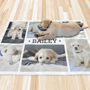 Honden Foto Collage Grappig Eenvoudig Zwart en Wit Fleece Deken
