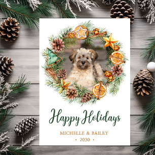 Honden Foto Kerst Krans Feestdagenkaart