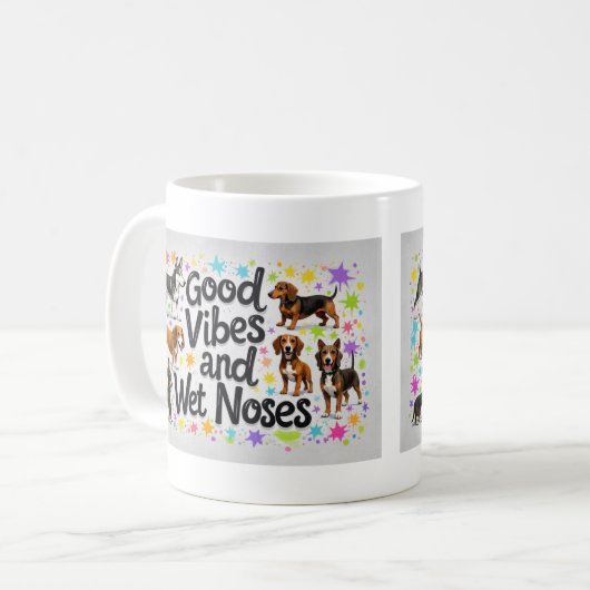 Honden, goede vibes en natte neuzen Speelse doodle Koffiemok (Voorkant links)