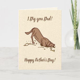 Honden graven in de grond - Gelukkige Vaderdag. Kaart