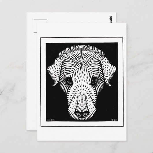 Honden Hoofd van Julie de Graag houtsnipkunst Briefkaart (Voorkant / Achterkant)