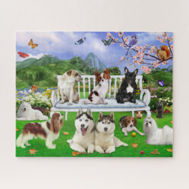 Honden huisdieren landschap met honden dieren legpuzzel