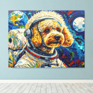 HONDEN IN DE RUIMTE-POODLE 24 CANVAS AFDRUK