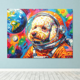 HONDEN IN DE RUIMTE-POODLE CANVAS AFDRUK