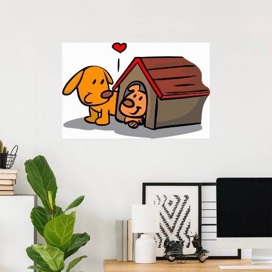 Honden in een Poster in een hondenhuis