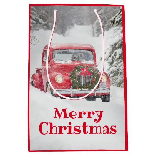 Honden in een vrachtwagen medium cadeauzakje (Voorkant)