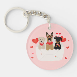 Honden in envelope Love Sleutelhanger