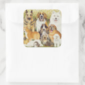 Honden in mei vierkante sticker (Tas)