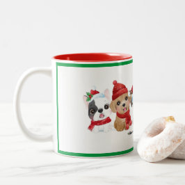 Honden in Santa Hats Animals Puppies Modern Holida Tweekleurige Koffiemok
