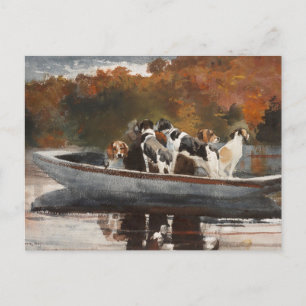 Honden jagen in Boat door Winslow Homer Briefkaart