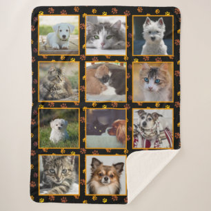 Honden Katten Herfst Pootafdrukken Aangepaste Foto Sherpa Deken