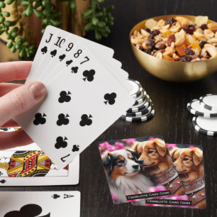Honden knuffelen in de lente Monogram kinder oude Pokerkaarten