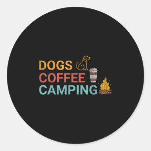 Honden Koffie Camping Liefhebbers Buiten Avontuur  Ronde Sticker