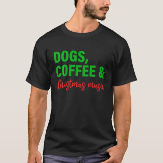 Honden Koffie Kerstmis Muziek T-shirt