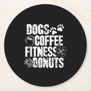 Honden Koffie Ness Donuts Gym Foodie Workout Ness Ronde Kartonnen Onderzetter