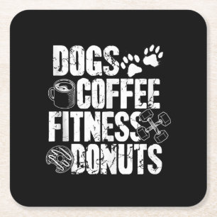 Honden Koffie Ness Donuts Gym Foodie Workout Ness Vierkante Kartonnen Onderzetter