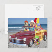 Honden/laboratoria op de strand in een wei briefkaart (Voorkant / Achterkant)