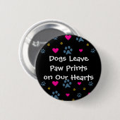 Honden laten verf afdrukken op ons hart ronde button 5,7 cm (Voorkant /achterkant)