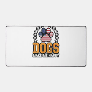 Honden maken me gelukkig Patriottische Poot Vintag Bureaumat