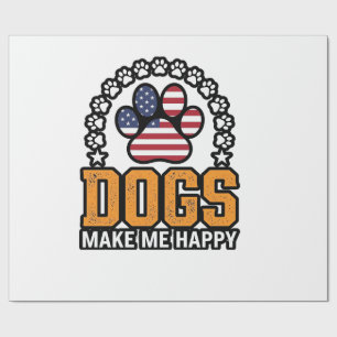 Honden maken me gelukkig patriottische poot vintag cadeaupapier