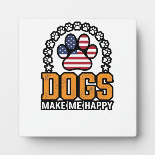 Honden maken me gelukkig Patriottische Poot Vintag Fotoplaat