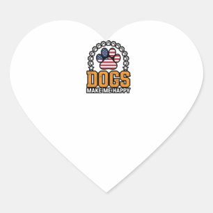 Honden maken me gelukkig Patriottische Poot Vintag Hart Sticker
