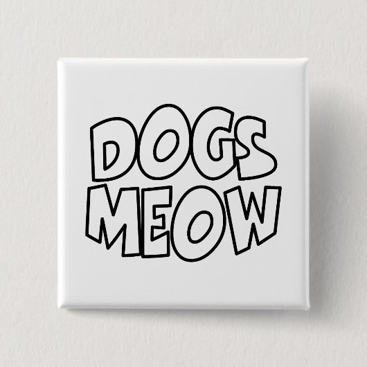 Honden Meauw Vierkante Button 5,1 Cm (Voorkant)