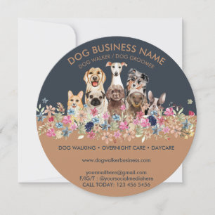 Honden met bloemen cirkel kaart