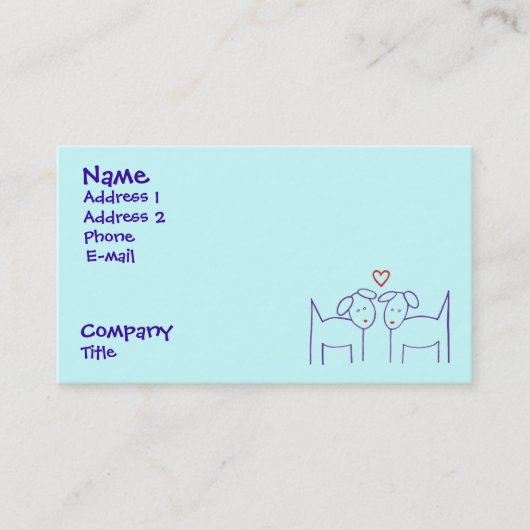 Honden met hart visitekaartje (Voorkant)