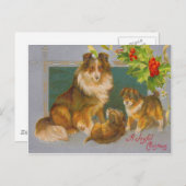 Honden met kerst feestdagenkaart (Voorkant / Achterkant)