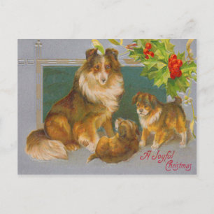Honden met kerst feestdagenkaart