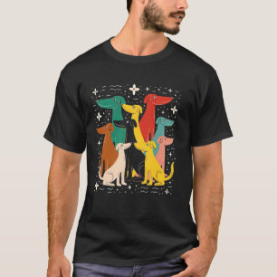 Honden met Mid Century Modern Look 50s 60s stijl v T-shirt