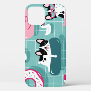 Honden met zwembaddrijvers,  dessin. iPhone 12 hoesje