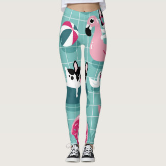 Honden met zwembaddrijvers, dessin. leggings