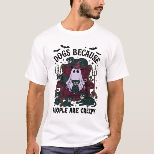 Honden Omdat Mensen Enge Haloween Geest Goth T-shirt