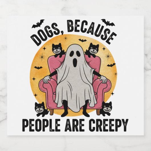 Honden omdat mensen griezelig zijn sparkling wijnetiket (Enkel label)