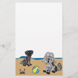 Honden op strand briefpapier