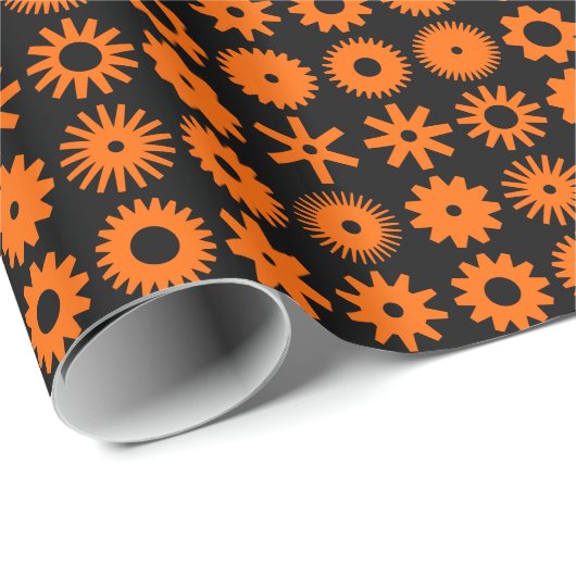 Honden - Oranje op zwart Cadeaupapier (Rol Hoek)