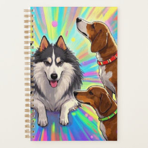 Honden Puppies met regenboogachtergrond Planner