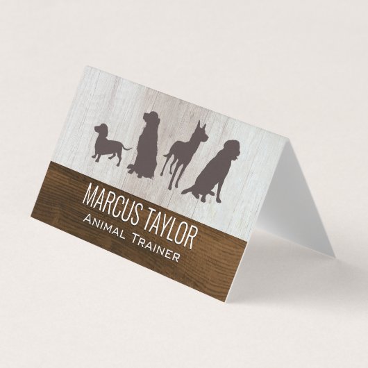 Honden Roedel | Hondentraining | Houtstructuur Visitekaartjes (Voorkant)