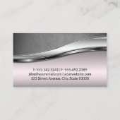 Honden Roedel | Roze Metallic Grijs Leer Visitekaartje (Achterkant)