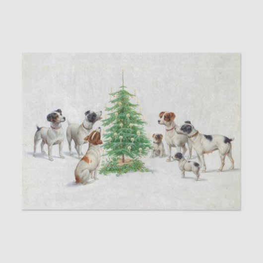  honden rond de kerstboom tissuepapier (Voorkant)