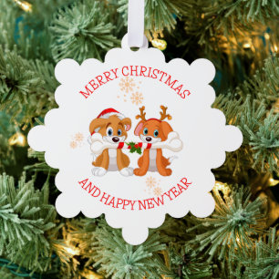 Honden Santa en rendieren Ornament Kaart