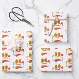 Honden schilderen, afdrukken en bonnen met textiel inpakpapier vel