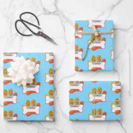 Honden schilderen, afdrukken en bonnen met textiel inpakpapier vel