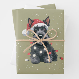 Honden Scottie Schotse Terrier Kersthond Moeder  Inpakpapier Vel