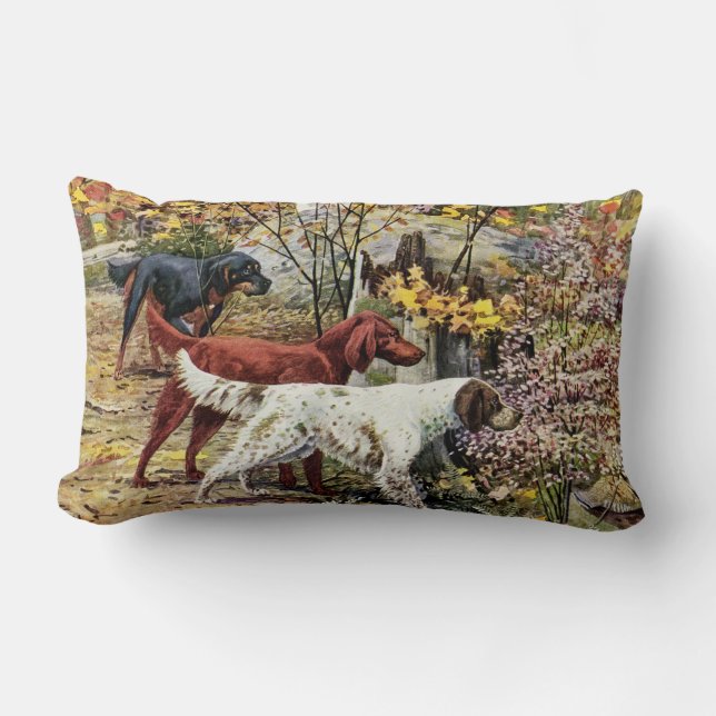  honden Setter Trio Lumbar Pillow Kussen (Voorkant)