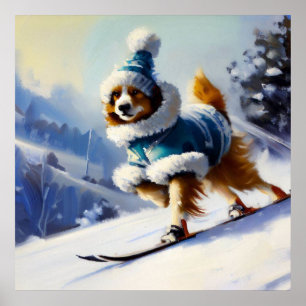 Honden skiën poster