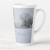 Honden spelen in de winter sneeuwscène landschap latte mok (Rechts)