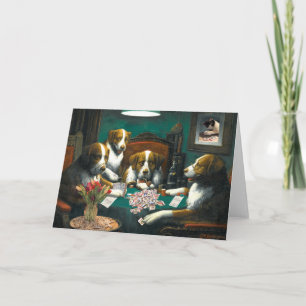 Honden spelen Mah Jong Notecard Kaart